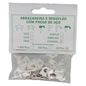 ABRAÇADEIRA PARA FIO COAXIAL ATÉ 10MM PREGO AÇO (COM 20 UNID.) VJ FIKISS