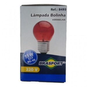 LÂMPADA BOLINHA BRASFORT 15W X 220V VERMELHO