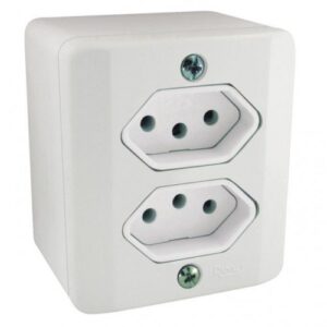 Sistema Radial (Exterior) 2 Tomadas 10A com Caixa (Branco)