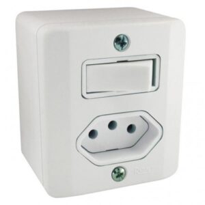 Sistema Radial (Exterior) 1 Interruptor Simples + Tomada 10A com Caixa (Branco)