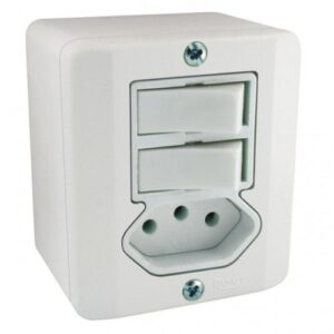 Sistema Radial (Exterior) 2 Interruptores Simples + Tomada 10A com Caixa (Branco)