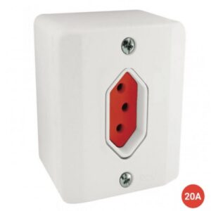 Sistema Radial (Exterior) 1 Tomada 20A Vermelha com Caixa (Branco)