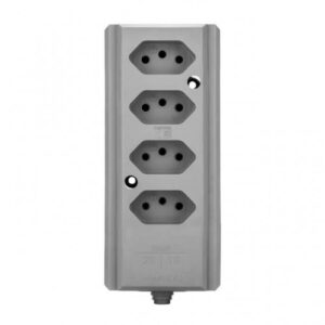 Tomada Barra Interneed Cinza 2P+T 20A/10A (C) Quádrupla Hercules