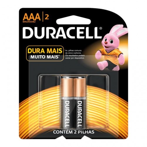 PILHA ALCALINA (AAA) PALITO DURACELL COM 02 UNIDADES