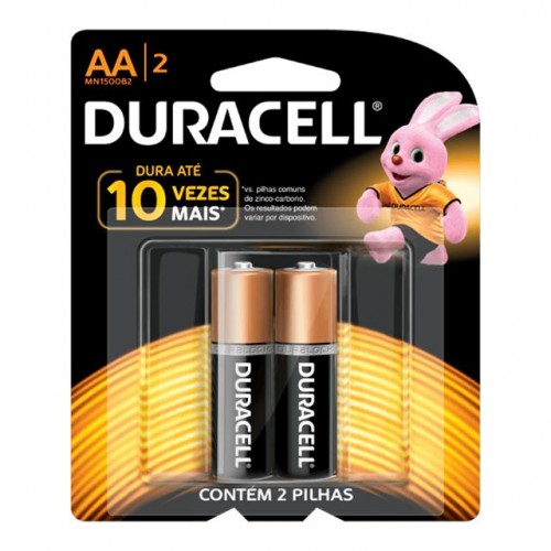 PILHA ALCALINA (AA) PEQUENA DURACELL COM 02 UNIDADES