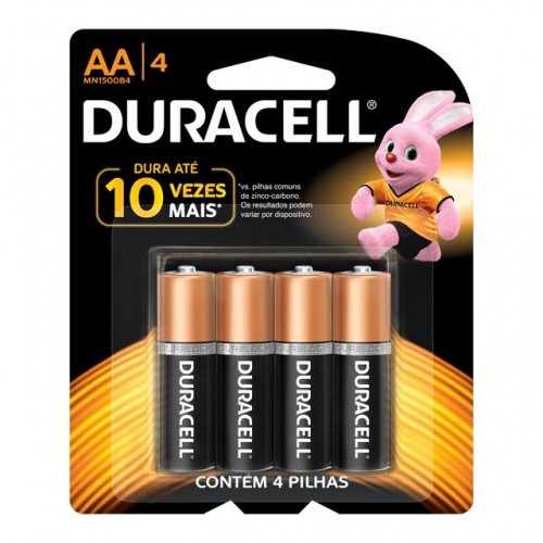 PILHA ALCALINA (AA) PEQUENA DURACELL COM 04 UNIDADES