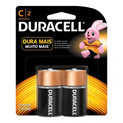 PILHA ALCALINA (C) MÉDIA DURACELL COM 2 UNIDADES