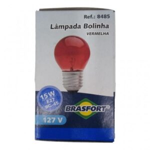 LÂMPADA BOLINHA BRASFORT 15W X 127V VERMELHA