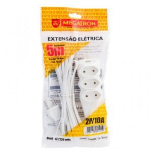 EXTENSÃO EL.MEGATRON 2X0.75MMX05MTS BRANCA