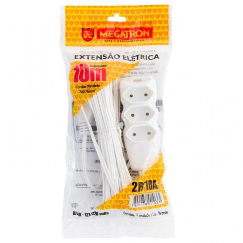 EXTENSÃO EL.MEGATRON 2X0.75MMX10MTS BRANCA