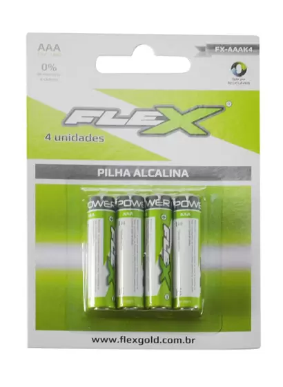 PILHA ALCALINA (AAA) PALITO FLEXGOLD COM 4 UNIDADES FX-AAA13B4
