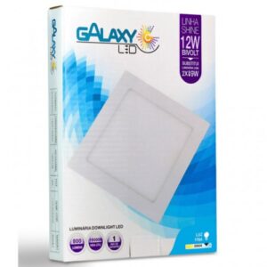 LUMINÁRIA LED PLAFON GALAXY EMBUTIR QUADRADA 12W 6500K