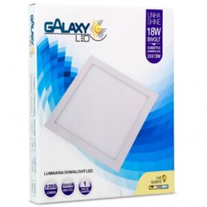 LUMINÁRIA LED PLAFON GALAXY EMBUTIR QUADRADA 18W 6500K