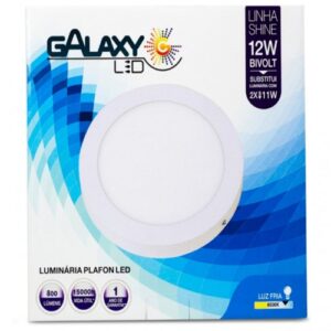 LUMINÁRIA LED PLAFON GALAXY SOBREPOR REDONDA 12W 6500K