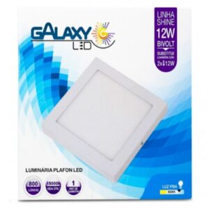 LUMINÁRIA LED PLAFON GALAXY SOBREPOR QUADRADA 12W 6500K