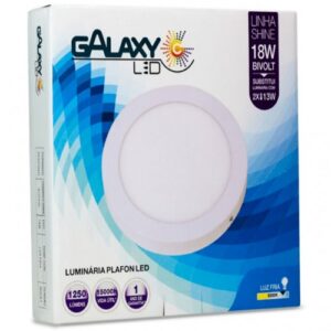 LUMINÁRIA LED PLAFON GALAXY SOBREPOR REDONDA 18W 6500K
