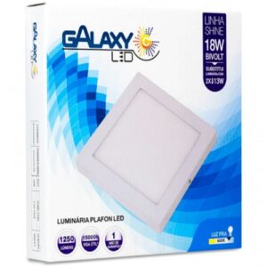 LUMINÁRIA LED PLAFON GALAXY SOBREPOR QUADRADA 18W 6500K
