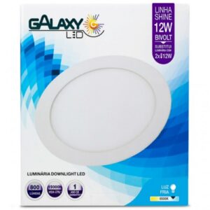LUMINÁRIA LED PLAFON GALAXY EMBUTIR REDONDA 12W 6500K