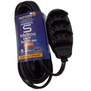EXTENSÃO EL.NATICON 3X0.75MMX05MTS PRETO