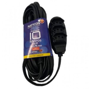 EXTENSÃO EL.NATICON 3X0.75MMX10MTS PRETO
