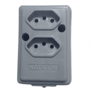 Tomada Barra Naticon Cinza 2P+T 10A Dupla (606)