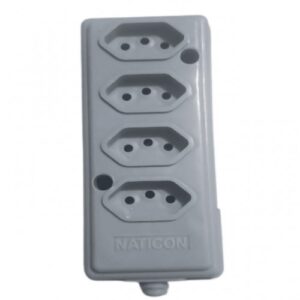 Tomada Barra Naticon Cinza 2P+T 10A Quádrupla (608)