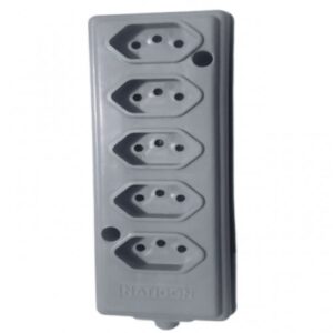 Tomada Barra Naticon Cinza 2P+T 10A Quintupla (609)