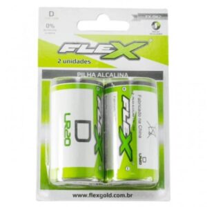 PILHA ALCALINA (D) GRANDE FLEXGOLD COM 2 UNIDADES FX-DK2