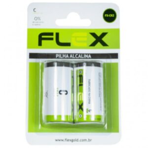 PILHA ALCALINA (C) MÉDIA FLEXGOLD COM 2 UNIDADES FX-CK2