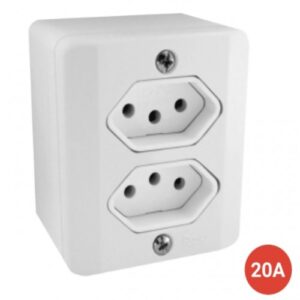 Sistema Radial (Exterior) 2 Tomadas 20A com Caixa (Branco)