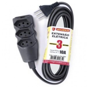 EXTENSÃO EL.MEGATRON 3X0.75MMX03MTS PRETO