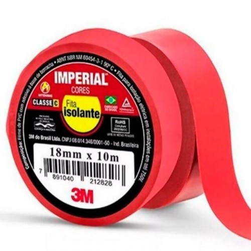 FITA ISOLANTE 3M IMPERIAL. 10MTS VERMELHO