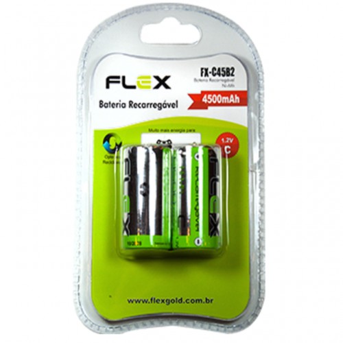 PILHA RECARREGÁVEL (C) FLEXGOLD COM 2 UNIDADES 4500MAH FX-C45B2
