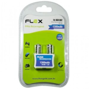 PILHA RECARREGÁVEL (AAA) FLEXGOLD COM 2 UNIDADES 1300MAH FX-AAA13B2
