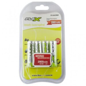 PILHA RECARREGÁVEL (AA) FLEXGOLD COM 4 UNIDADES 2900MAH FX-AA29B4