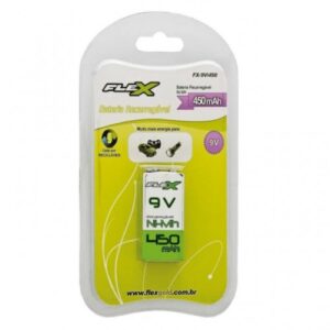 PILHA RECARREGÁVEL BATERIA (9V) FLEXGOLD COM 1 UNIDADE 450MAH FX-9V/45B1