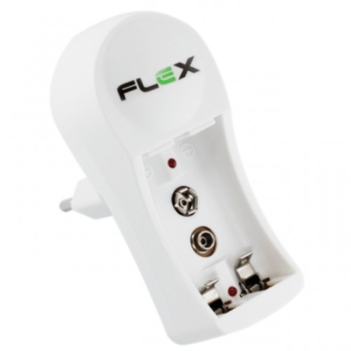 CARREGADOR DE PILHAS E BATERIAS FLEXGOLD 2AA/AAA OU 1 BATERIA 9V SEM PILHAS FX-C11