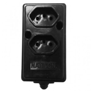 Tomada Barra Naticon Preta 2P+T 10A Dupla (568)