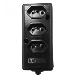 Tomada Barra Naticon Preta 2P+T 10A Tripla (569)