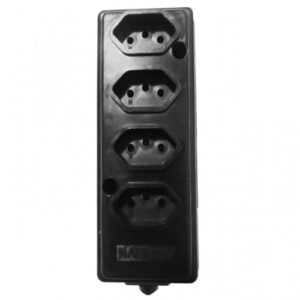 Tomada Barra Naticon Preta 2P+T 10A Quádrupla (570)