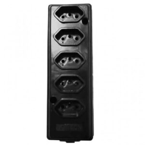 Tomada Barra Naticon Preta 2P+T 10A Quintupla (571)