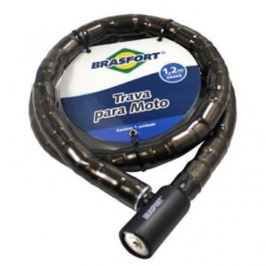 Cadeado para moto, marca Brasfort, com chave, 1.20 metros, modelo 7013.