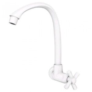 Torneira para pia com bico móvel ABS Tigre Cross com base alta branca (parede) (470)