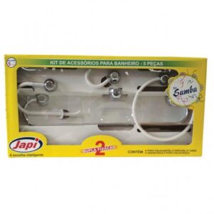 Kit para Banheiro SAMBA (JAPI) 5 Peças Branco/Cromado JKSCB