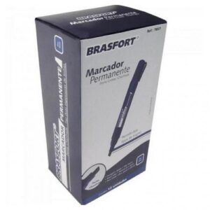 Caneta marcadora permanente, ponta grossa, cor azul, modelo 7857, da marca Brasfort.