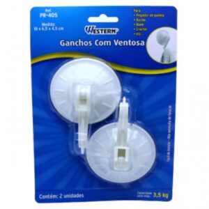GANCHO COM VENTOSA DE PRESSÃO WESTERN 7 CENTÍMETROS COM 2 PEÇAS (3,5 QUILOGRAMAS) PR-405