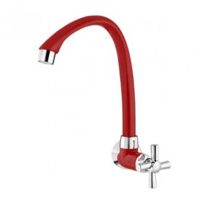 Torneira para pia com bico móvel ABS Tigre Cross com base alta cromada/vermelha (parede) (630)
