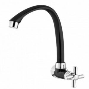 Torneira para pia com bico móvel ABS Tigre Cross com base alta cromada/preta (parede) (629)